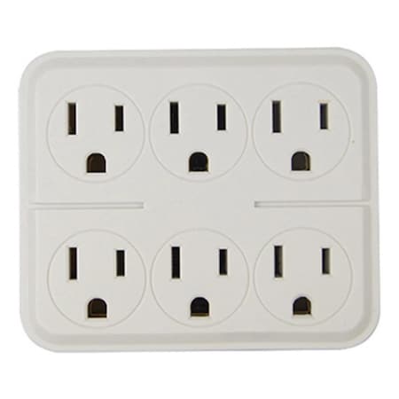 Lightluz Master Electrician 6 Outlet Tap, White LI2669612